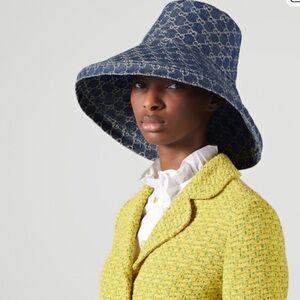 Gucci Denim GG Wide-Brim Bucket Hat in Indigo